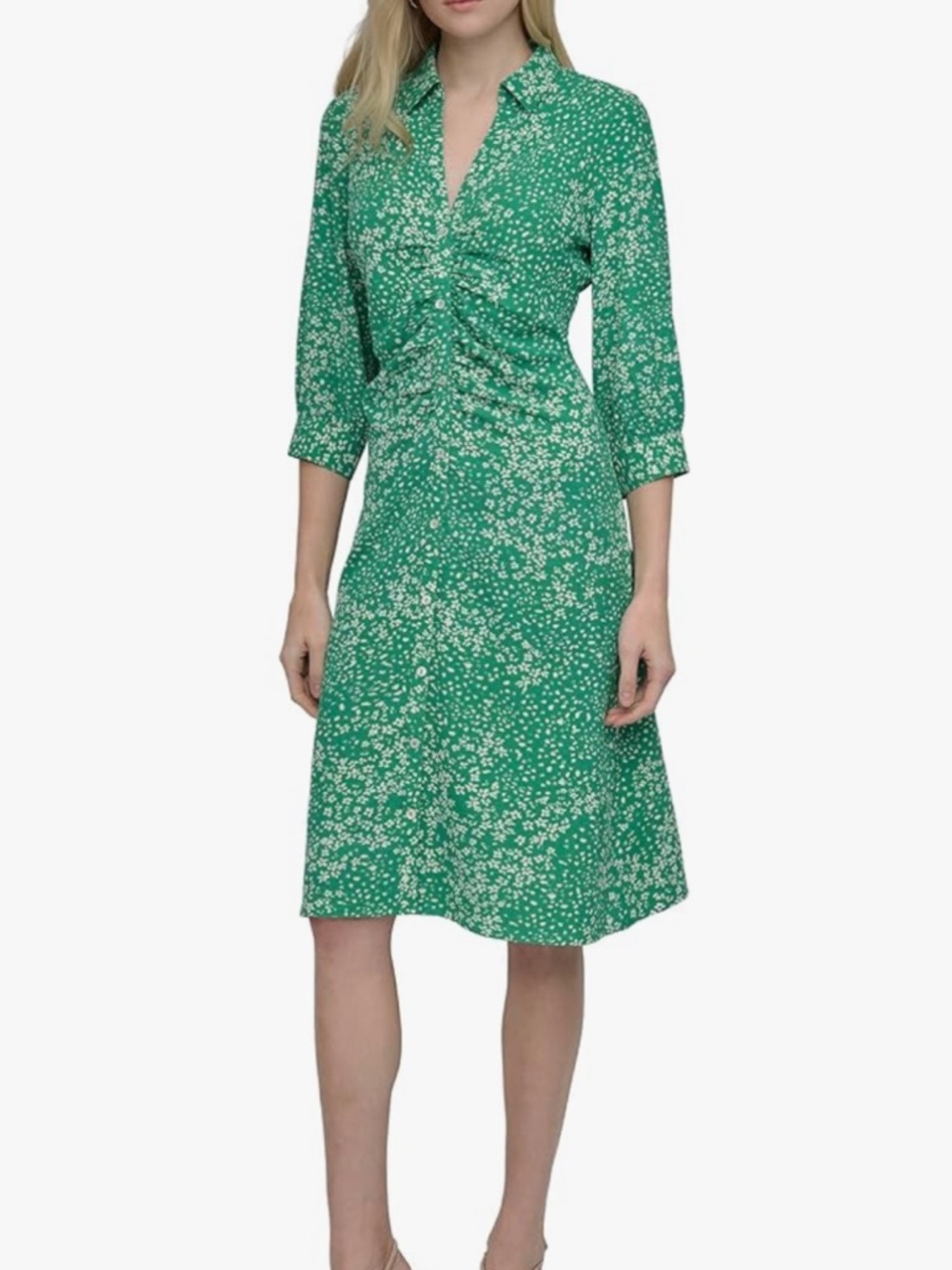 DKNY NWT Green Print Collared Shirtdress Size 12